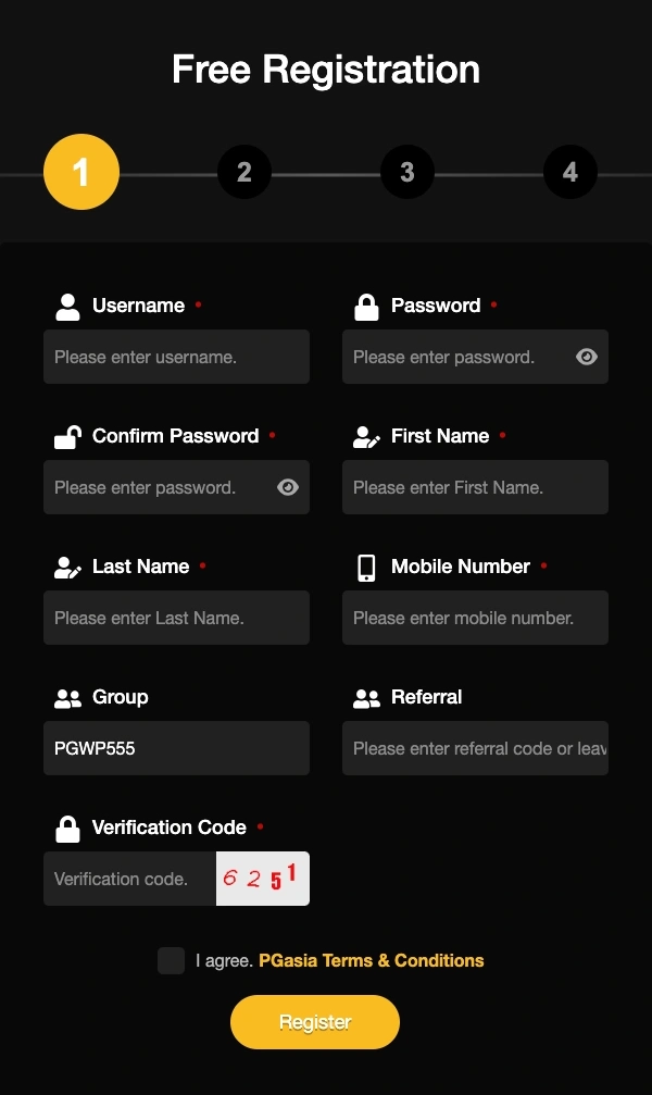 007JL register and login form for secure online casino access